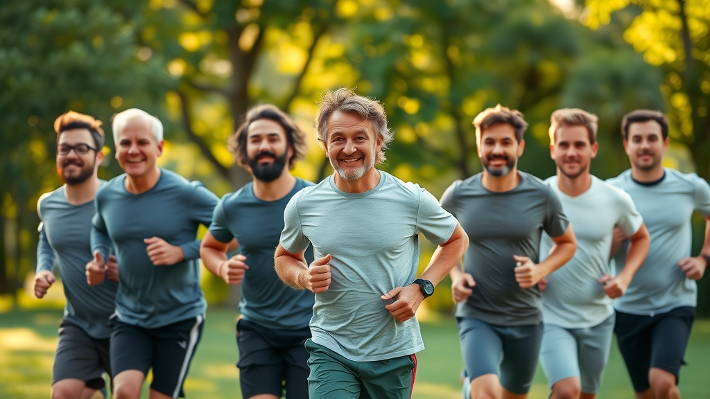 group of men jogging together to prevent common men