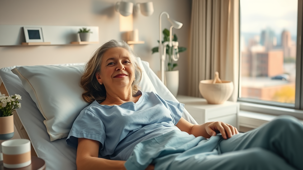Patient recovering comfortably after cosmetic & plastic surgery in Manchester clinic