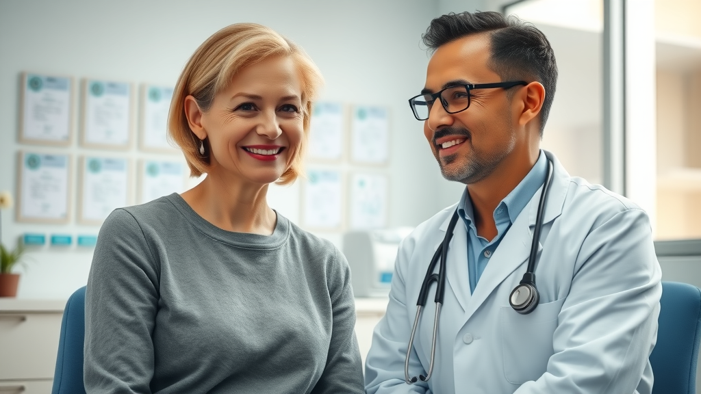 Consultation between patient and surgeon in a Manchester cosmetic & plastic surgery clinic