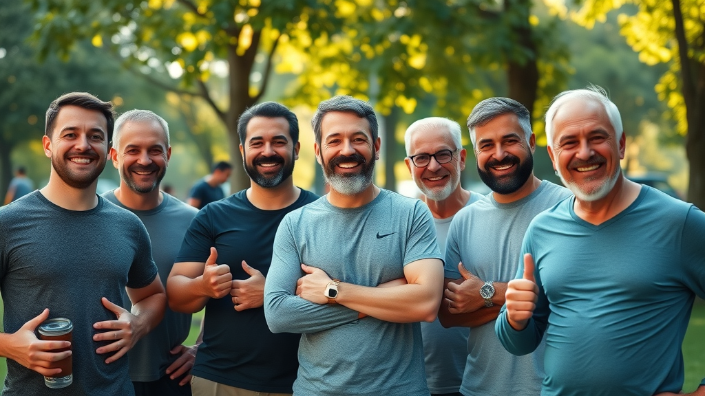 vibrant group of diverse adult men after outdoor exercise healthy lifestyle for men city park