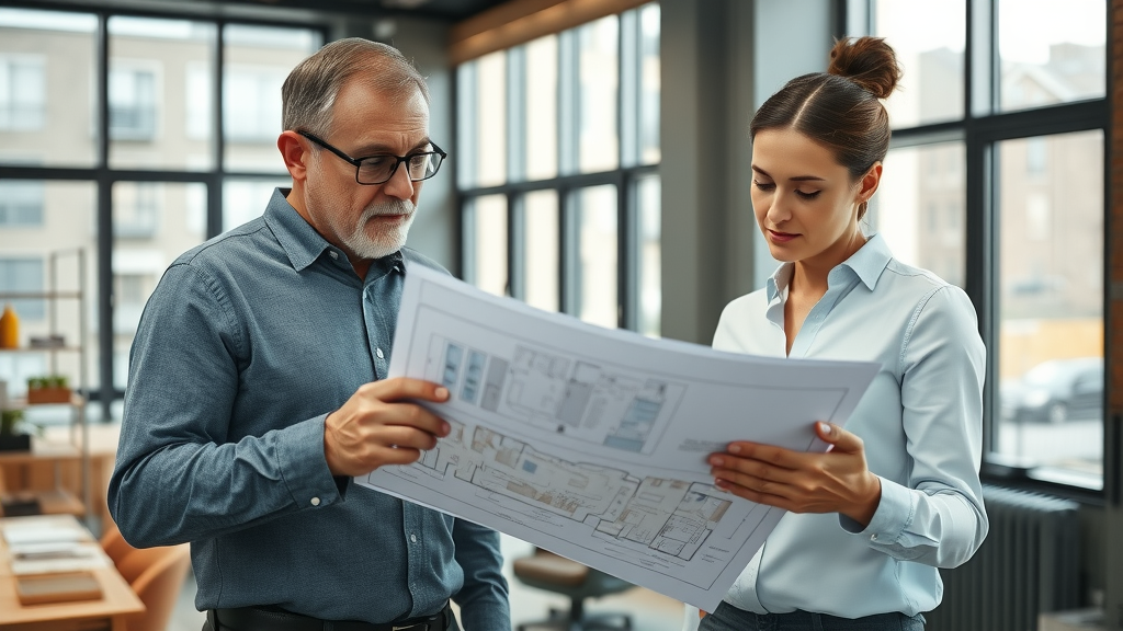 Architect guides property owner updating plans for value-driven property investment.